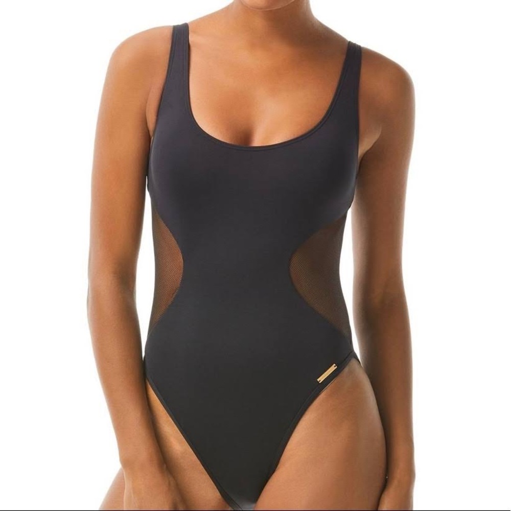 NWT Vince Camuto Scoopneck One Piece Swimsuit - Mesh Cutouts